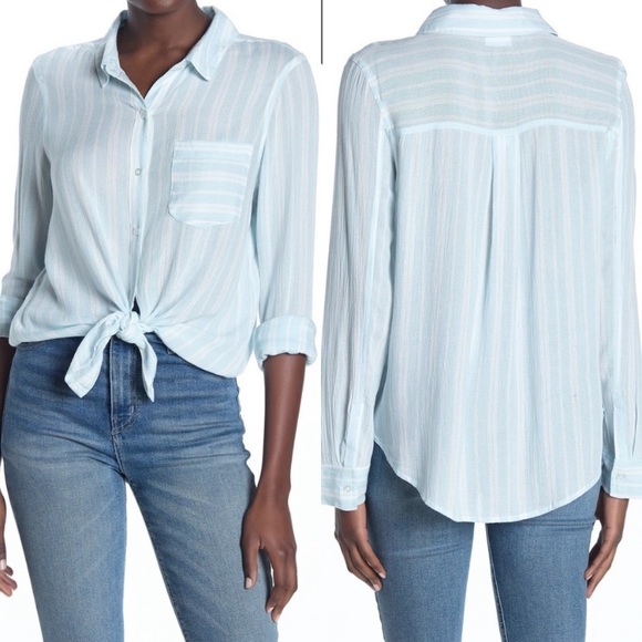 Abound Tops - Abound Light Blue white Button Down Shirt